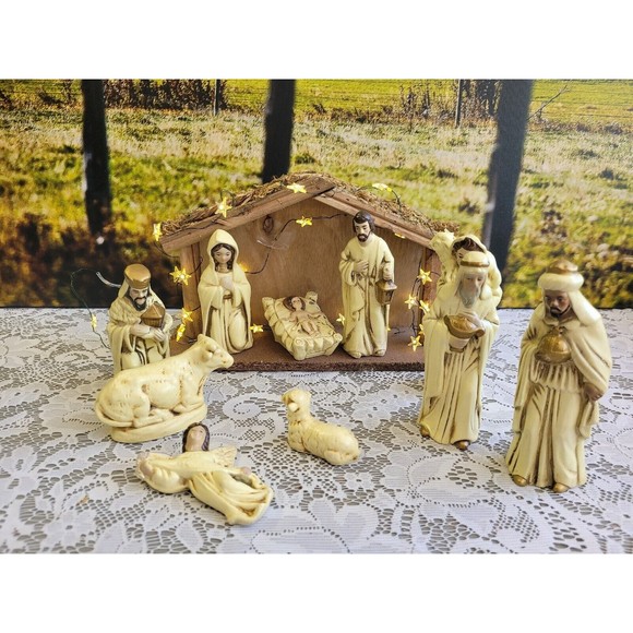 Vintage Made In Korea Nativity Set 11 Piece - Picture 1 of 5